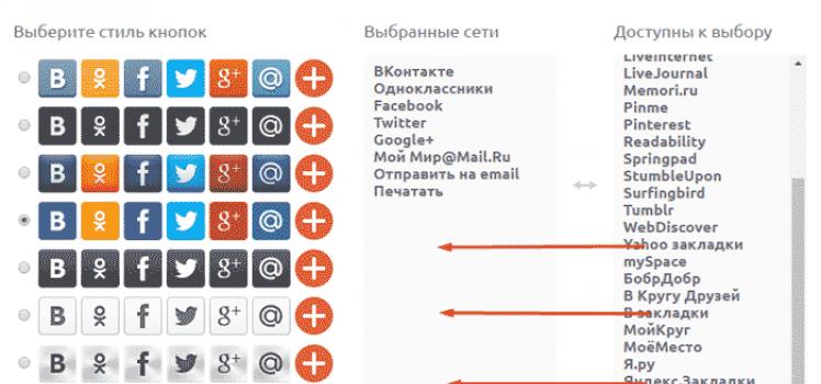 Own social buttons Services share on social networks